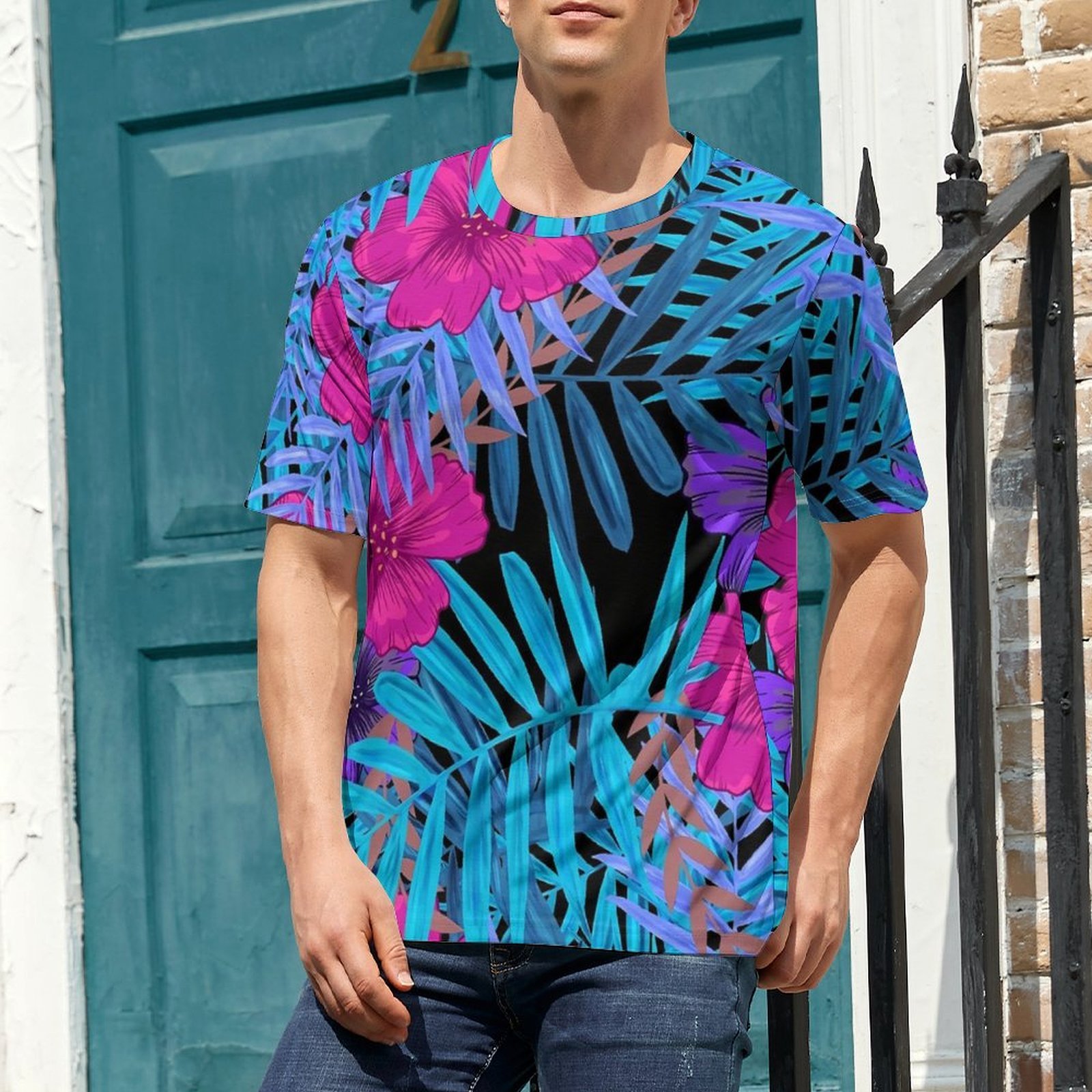 Vintage Hawaiian Floral Shirt - Büyük beden tişört, yazlık tropikal çiçek