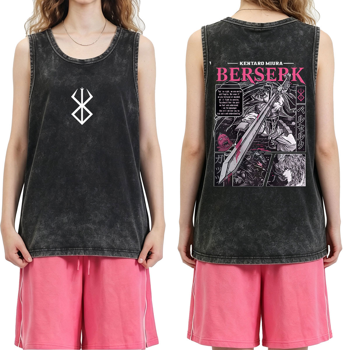 Anime Berserk Guts Grafik Bask - Acid Wash Vintage Graphic T Shirt incelemesi ve fiyatı