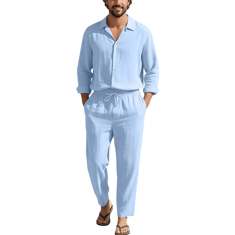 İlkbahar Yaz Keten Günlük Setl - Mens Linen Shirt Long Sleeve incelemesi ve fiyatı